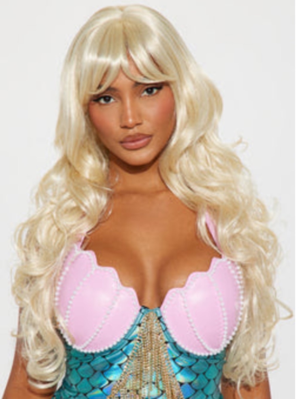 Brand New in bag Blonde Long Wavy Wig with Bangs